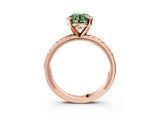 Rose gold Fancy Green Round  Solitaire Diamond Ring with Milgrain and Black Enamel X Pattern Band_204