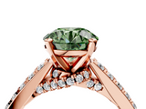 Rose gold Fancy Green Round  Solitaire Diamond Ring with Pavé Band and Four-Prong Setting_104