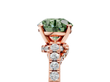 Rose gold Fancy Green Round  Solitaire Diamond Ring with Pavé Band and Four-Prong Setting_105