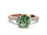 Rose gold Fancy Green Round  Solitaire Diamond Ring with Pave Band and Four-Prong Setting_319