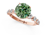 Rose gold Fancy Green Round  Solitaire Diamond Ring with Pave Band and Four-Prong Setting_320
