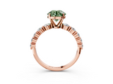 Rose gold Fancy Green Round  Solitaire Diamond Ring with Pave Band and Four-Prong Setting_322
