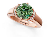 Rose gold Fancy Green Round  Solitaire Diamond Ring with Pave Band and Six-Prong Setting_33