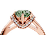 Rose gold Fancy Green Round  Solitaire Diamond Ring with Pave Band and Six-Prong Setting_36