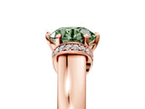 Rose gold Fancy Green Round  Solitaire Diamond Ring with Pave Band and Six-Prong Setting_37