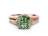 Rose gold Fancy Green Round  Solitaire Diamond Ring with Six-Prong Cathedral Setting_32
