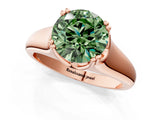 Rose gold Fancy Green Round  Solitaire Diamond Ring with Six-Prong Cathedral Setting_33