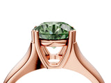 Rose gold Fancy Green Round  Solitaire Diamond Ring with Six-Prong Cathedral Setting_36