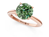 Rose gold Fancy Green Round  Solitaire Diamond Ring with Six-Prong Setting on a Classic Band 1