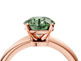 Rose gold Fancy Green Round  Solitaire Diamond Ring with Six-Prong Setting on a Classic Band 4