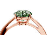 Rose gold Fancy Green Round  Solitaire Diamond Ring with Split Shank and Four-Prong Setting_16