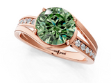 Rose gold Fancy Green Round  Solitaire Diamond Ring with Split Shank and Prong Setting_42