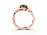 Rose gold Fancy Green Round  Solitaire Diamond Ring with Split Shank and Prong Setting_44