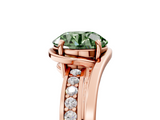 Rose gold Fancy Green Round  Solitaire Diamond Ring with Split Shank and Prong Setting_46
