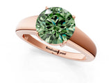 Rose gold Fancy Green Round  Solitaire Diamond Ring with Tapered Band and Four-Prong Setting_49