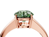 Rose gold Fancy Green Round  Solitaire Diamond Ring with Tapered Band and Four-Prong Setting_52