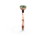 Rose gold Fancy Green Round  Solitaire Diamond Ring with Thin Band and Four-Prong Setting_5