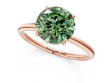 Rose gold Fancy Green Round  Solitaire Diamond Ring with a Classic Band and Four-Prong Setting 1