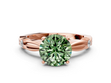 Rose gold Fancy Green Round  Solitaire Diamond Twisted Band with Four-Prong Setting_64