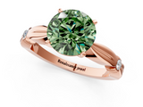 Rose gold Fancy Green Round  Solitaire Diamond Twisted Band with Four-Prong Setting_65