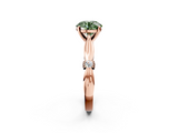 Rose gold Fancy Green Round  Solitaire Diamond Twisted Band with Four-Prong Setting_66