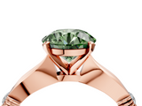 Rose gold Fancy Green Round  Solitaire Diamond Twisted Band with Four-Prong Setting_68