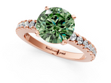 Rose gold Fancy Green Round  Solitaire Diamond with Pavé Band and Four-Prong Setting_64