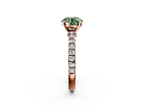 Rose gold Fancy Green Round  Solitaire Diamond with Pavé Band and Four-Prong Setting_65