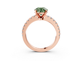 Rose gold Fancy Green Round  Solitaire Diamond with Pavé Band and Four-Prong Setting_66