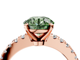 Rose gold Fancy Green Round  Solitaire Diamond with Pavé Band and Four-Prong Setting_67
