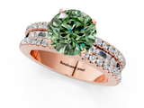 Rose gold Fancy Green Round  Solitaire Diamond with Pave and Channel Set Band_79