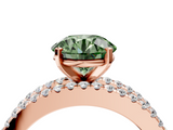 Rose gold Fancy Green Round  Solitaire Diamond with Pave and Channel Set Band_82