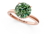 Rose gold Fancy Green Round  Solitaire Engagement Ring with Cathedral Band and Four-Prong Setting_22