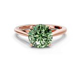 Rose gold Fancy Green Round  Solitaire Engagement Ring with Four-Prong Setting and Classic Band 1