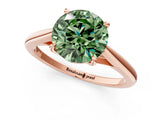 Rose gold Fancy Green Round  Solitaire Engagement Ring with Four-Prong Setting and Classic Band 2