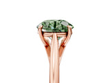 Rose gold Fancy Green Round  Solitaire Engagement Ring with Four-Prong Setting and Classic Band