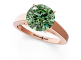 Rose gold Fancy Green Round  Solitaire Engagement Ring with Four-Prong Setting and Tapered Band_4