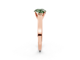 Rose gold Fancy Green Round  Solitaire Engagement Ring with Four-Prong Setting and Tapered Band_5