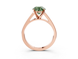 Rose gold Fancy Green Round  Solitaire Engagement Ring with Four-Prong Setting and Tapered Band_6
