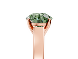 Rose gold Fancy Green Round  Solitaire Engagement Ring with Four-Prong Setting and Tapered Band_8