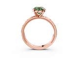 Rose gold Fancy Green Round  Solitaire Engagement Ring with Scrollwork Band and Four-Prong Setting_135