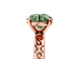 Rose gold Fancy Green Round  Solitaire Engagement Ring with Scrollwork Band and Four-Prong Setting_137