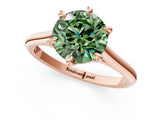 Rose gold Fancy Green Round  Solitaire Engagement Ring with Six-Prong Setting and Classic Band 2