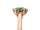 Rose gold Fancy Green Round  Solitaire Engagement Ring with Six-Prong Setting and Classic Band