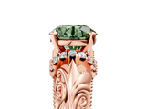 Rose gold Fancy Green Round  Solitaire Filigree Engagement Ring with Halo and Prong Setting_68