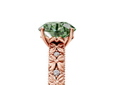 Rose gold Fancy Green Round  Solitaire Floral Milgrain Engagement Ring_36