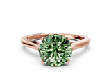 Rose gold Fancy Green Round  Solitaire Heart Prong Engagement Ring with Tapered Band_55