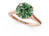 Rose gold Fancy Green Round  Solitaire Heart Prong Engagement Ring with Tapered Band_56