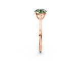Rose gold Fancy Green Round  Solitaire Heart Prong Engagement Ring with Tapered Band_57