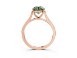 Rose gold Fancy Green Round  Solitaire Heart Prong Engagement Ring with Tapered Band_58